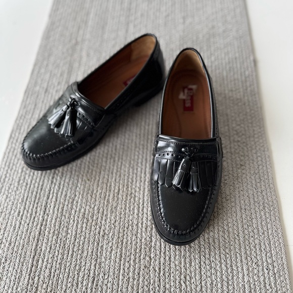 BASS Grammer Black Leather Tassel Fringe Loafers Size Men’s 7.5 - Picture 9 of 11